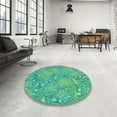 thumbnail image 3 of Ahgly Company Indoor Square Patterned Turquoise Green Novelty Area Rugs, 7' Square, 3 of 6