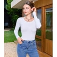 thumbnail image 3 of SMZ Long Sleeve Bodysuit for Women Tummy Control Crew Neck Body Suit Tops Slim Fit, 3 of 11
