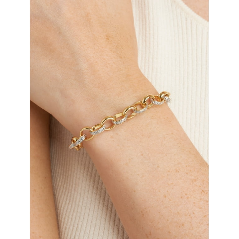 Diamond Link & Anchor Chain Bracelet