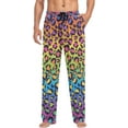thumbnail image 3 of Men's Pajama Pants with Pockets Sleepwear Lounge Pants Stretch Casual Rainbow Gradient Leopard, 3 of 6