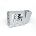 thumbnail image 3 of Projection Alarm Clock LED Digital Smart Dorm Wake up Accessories Calendar Humidity Temperature Time Projector Backlight Home for Children Adults Silver, 3 of 9