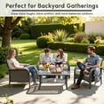 thumbnail image 6 of Ovios 4 Pieces Wicker Outdoor Patio Furniture with Coffee Table High Back All Weather Rattan Outdoor Sectional Conversation Set for Backyard Porch Garden, Beige, 6 of 8