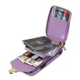 thumbnail image 2 of Allytech Case for iPhone XR, [Large Capacity] Wallet Case with Card Slots & Zipper Pocket, Premium PU Leather Metal Snap Kickstand Shockproof Case with Shoulder Strap, Purple, 2 of 9