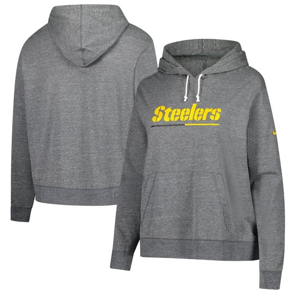 Women's-Nike Heather Charcoal Pittsburgh Steelers Vintage Pullover Hoodie
