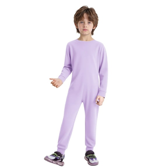 Haitryli Special Needs Adaptive Clothing For Children Long Sleeve Back Invisible Zipper One Piece Cotton Jumpsuit Lavender 10