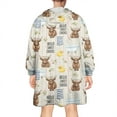 thumbnail image 2 of Beige Highland Cow Bathtub Flower Pattern Wearable Oversized Blanket,Wearable Blanket Hoodie for Adults,Cozy Hooded Blankets with Super Pockets,Super Warm Fuzzy Pullover for Women & Men, 2 of 6