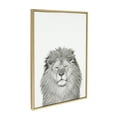 thumbnail image 2 of Kate and Laurel Sylvie Lion Animal Print Black and White Portrait Framed Canvas Wall Art by Simon Te Tai, 23x33 Gold, 2 of 5