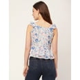 thumbnail image 4 of Moomaya Sleeveless V Neck Printed Georgette Top - Women's Trendy Peplum Top, 4 of 9