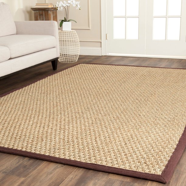 Safavieh Natural Fiber Arbor Border Area Rug, Natural/Dk Brown, 6'x9