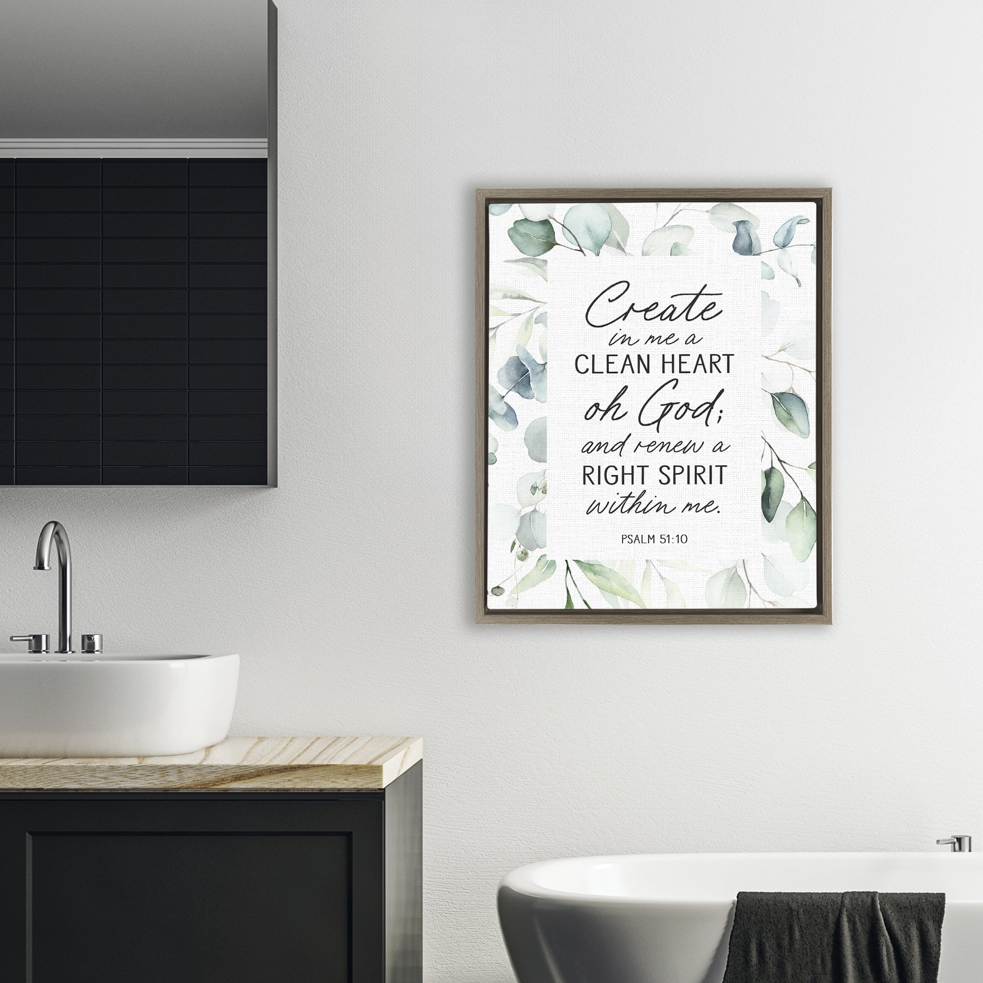 Clean Heart & Right Spirit Brown Framed Floater Canvas Wall Art, design by Lettered and Lined