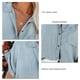 thumbnail image 4 of Blusa vaquera manga corta cuello vuelto bolsillo delantero camisa vaquera de un solo pecho Top para mujer azul claro M, 4 of 5
