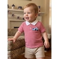 thumbnail image 5 of BemeyourBBs Toddler Baby Boys 4th of July Shirt Fourth of July Outfit Baby Boy Patriot Independence Day Clothes Collared Waffled Stripe Bird American Flag Embroidery Short Sleeve Summer Tee Shirt Top, 5 of 9