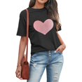 thumbnail image 4 of Outfmvch Tshirts for couple short sleeve shirts for women Love Heart Grahic Valentine's Day Crew Neck Graphic Short Sleeve Couple Tops Valentine's Day shirt shirts for women graphic t-shirts Black 3XL, 4 of 6