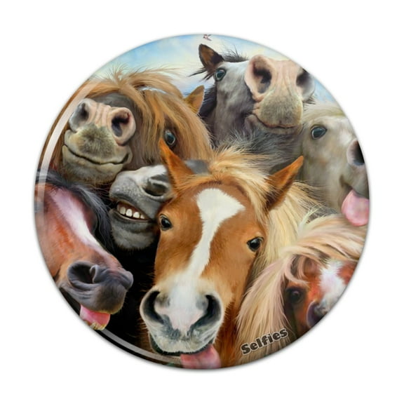 Horses Selfie Pinback Button Pin