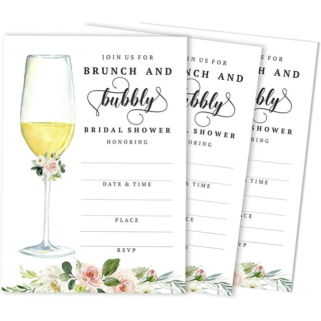 Inkdotpot 30Invitations de Douche Nuptiale Style Brunch Floral et Remplissage Moussant Invitations Vierges de Mariage