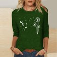 thumbnail image 4 of Tops de Cuello Redondo para las Mujeres Moda Impresa 3/4 Mangas Blusa Casual Top, Estante de Imitación, 4 of 5