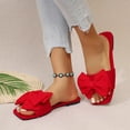 thumbnail image 5 of Agkizg Womens Indoor Outdoor Slides, Beach Walking Sandals, Squares Toe Flat Slide Sandals Bow Decorative Casual Indoor Outdoor Summer Daily Slippers, 5 of 7