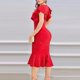 thumbnail image 4 of Gibobby Vestido sexy para fiesta Vestido ajustado ajustado con volantes brillantes a la moda para mujer, vestido Sexy Retro con escote en V para fiesta y Club Patry(Rojo,G), 4 of 5