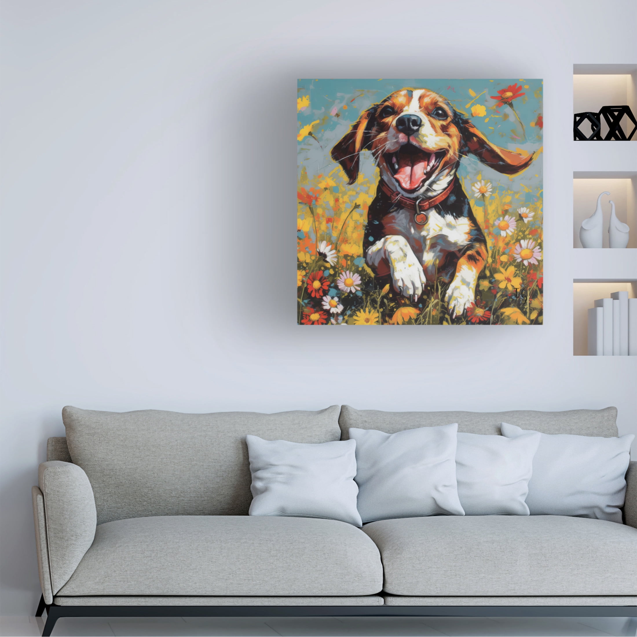 Canvas Wall Art - Ivan Guaderrama 'Daisy Field Frolic' Wall Art for Living Room, Bedroom, or Office Décor by Trademark Fine Art - 14 x 14 Inches