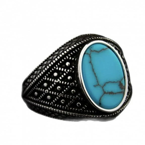 SEPARQI 925 Sterling Silver Natural Turquoise Blue Moonstone Rings Vintage Elegant Jewelry With White Gift Box for Men