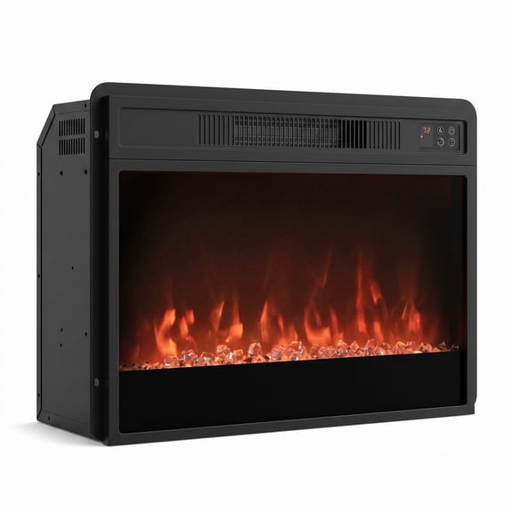 RUIE 5000 BTU 23-Inch Electric Fireplace Insert with Remote Control, 9 Flame Colors, 5 Brightness Levels, Adjustable Thermostat and Timer for Living Room Bedroom, Black
