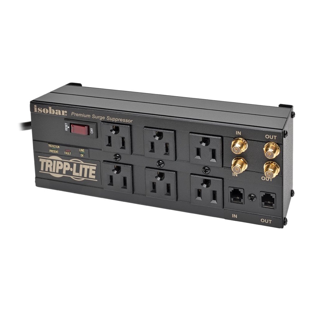 Tripp Lite Isobar Surge Protector Metal 6 Outlet RJ11 Coax 6' Cord 3330