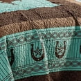 thumbnail image 6 of Sapphire Home Western Design Collection 3 Piece Turquoise Brown Quilt Bedspread Set, Queen, 6 of 6