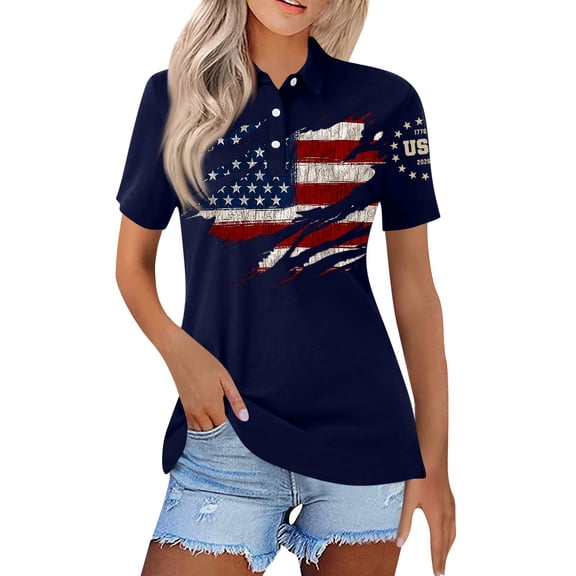 250 Year American Anniversary Flag Shirt for Women 1776-2026 Crewneck Short Sleeve American Flag Print T-Shirts 4th Of July Relaxed Fit Tops, #01 Navy, XL