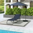thumbnail image 3 of YYAo Lounge Chair Outdoor, Patio Lounge Chair,Folding Chaise Lounge Pool Chair with 4-Position Reclining Back, Pillow, Breathable Mesh & Bungee Seat, Dark Blue, 3 of 11