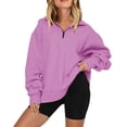 thumbnail image 1 of Chandails en Molleton à Capuche pour Femmes, Chandail à Fermeture Éclair Mode Manches Longues Surdimensionné Demi-Chandail à Capuche Chandail Tendance Blouse Automne Vêtements Rouge, 1 of 4