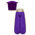 thumbnail image 4 of Eandarui Boys Kids 2Pcs Fairytale Arabian Prince Outfits Braided Trimming Vest and Bloomers Harem Pants Set Purple 16, 4 of 5