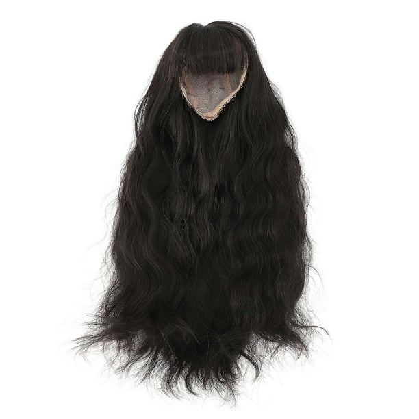 Long Curly Doll Wig Straight Bang Long Doll Hair DIY Smoothly Doll Replacement Wig for 7.3‑8.3in Head Circumference Doll Black