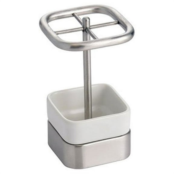 interdesign gia toothbrush holder stand for bathroom vanity countertops - white/brushed
