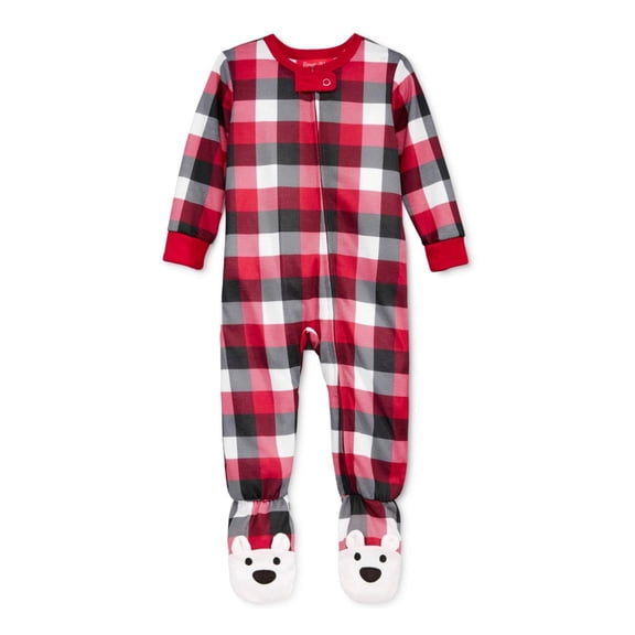Family PJs Buffalo Check Polyester Footed Pajamas