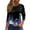 Black, variant on Women's Christmas Tree Print Round Neck 3/4 Sleeve T-Shirt with Merry Christmas, Ladies Holiday Fashion Top for Seasonal Wear, Comfortable Casual Blouse,Black 3XL