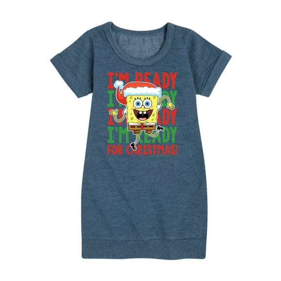 SpongeBob SquarePants - I'm Ready For Christmas - Toddler And Youth Girls Fleece Dress