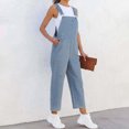 thumbnail image 4 of REORIAFEE Jumpsuits for Women Denim Square Collar Sleeveless Jumpsuit Solid Color Suspenders Womens Jumpsuits Sexy Love Pants Sexy Denim Jumpsuit Womens Jumpsuits Dressy Summer Blue XL, 4 of 8