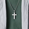 thumbnail image 5 of PAMTIER Unisex Stainless Steel Hip Hop Punk Irregular Honeycomb Pattern Cross Pendant Amulet Crucifix Necklace Simple Jewelry Silver 23.6" Chain, 5 of 6