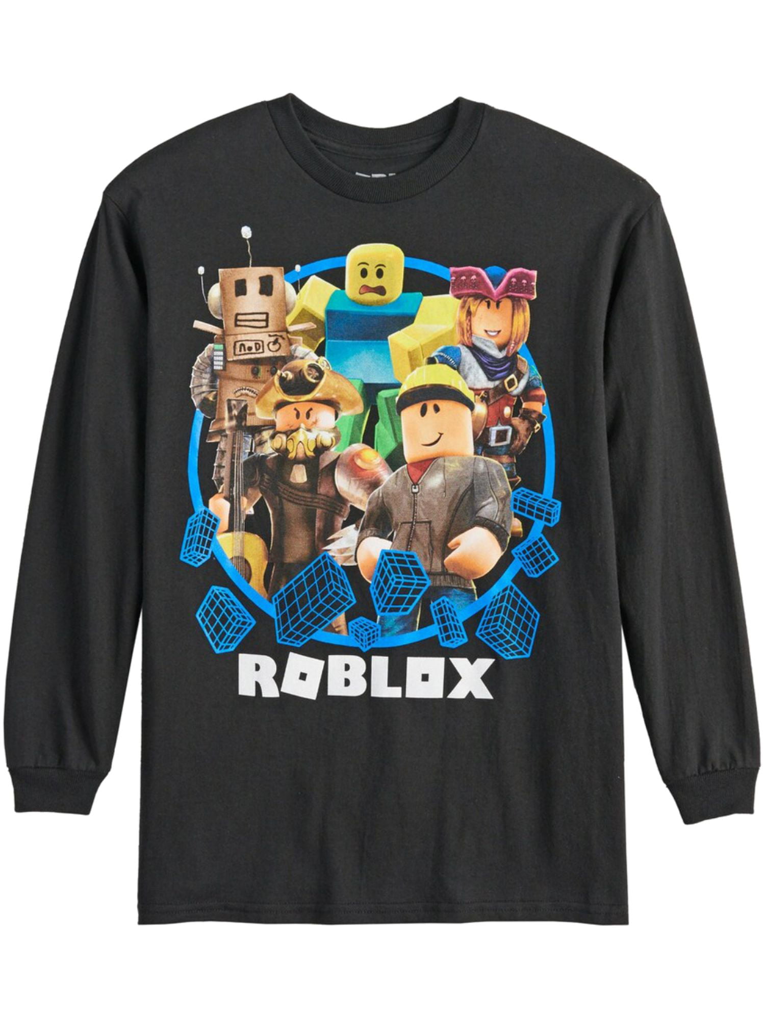 Boys Black Roblox Geometric Character Long Sleeve T Shirt Tee Walmart Com Walmart Com - hoodie strings roblox t shirt