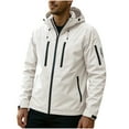 thumbnail image 3 of QIUOMBBP Mens Lightweight Rain Coat with Hood Lightweight Full Zip Long Sleeve Windbreaker Winter Fleece Lined 3 in 1 Outdoor Hooded Jackets, White, XXXXL, 3 of 9
