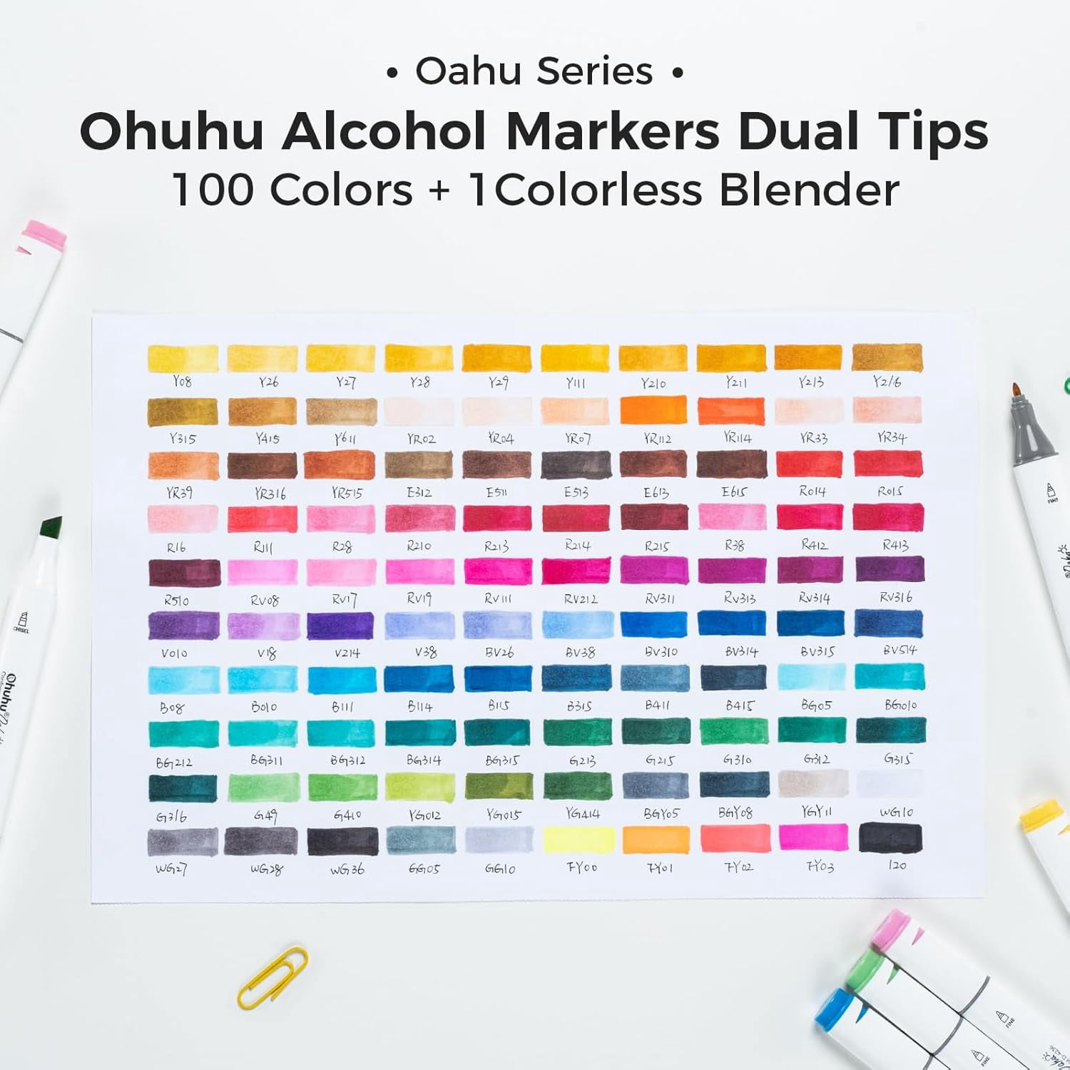 Alcohol Markers Double Tipped Art Marker Set for Artists Adults Coloring Sketch Illustration - Chisel & Fine - 100 Colors - Oahu of  Markers - Refillable - AP Certificated