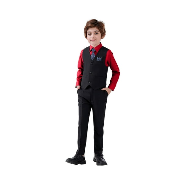 Boys Suit, Boys' Formal 4pcs Suit Set Boys Formal Dresswear Vest Set, Toddler Boy Vest Set 18 Years