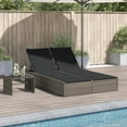 thumbnail image 1 of vidaXL Double Sun Lounger with Cushions Grey Poly Rattan, 1 of 5