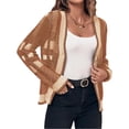 thumbnail image 4 of Womens Long Sleeve Cardigan Sweaters Plaid Fuzzy Knit V Neck Button Down Cardigans, 4 of 6