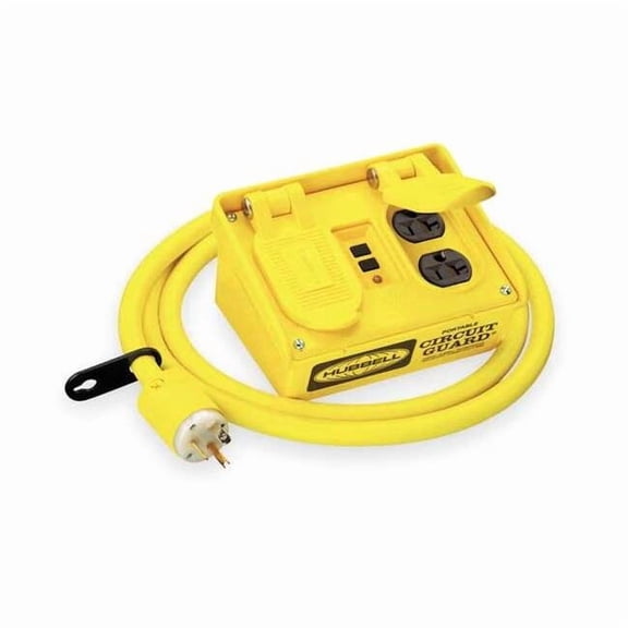 Hubbell Wiring Device-Kellems Plug-In GFCI with Cord,6 ft.,Ylw,NEMA 3R GFP15M