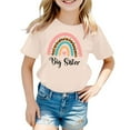 thumbnail image 1 of NINGMENG Hauts et T-Shirts pour Filles, Imprimé Lettre, Col Rond, Manches Courtes, Mode Décontractée, Chandail-Over, Beige, 3-4 Ans, 1 of 3