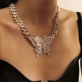 thumbnail image 1 of Gargantilla de cristal grueso, collar con colgante de mariposa, collar cubano, 1 of 1