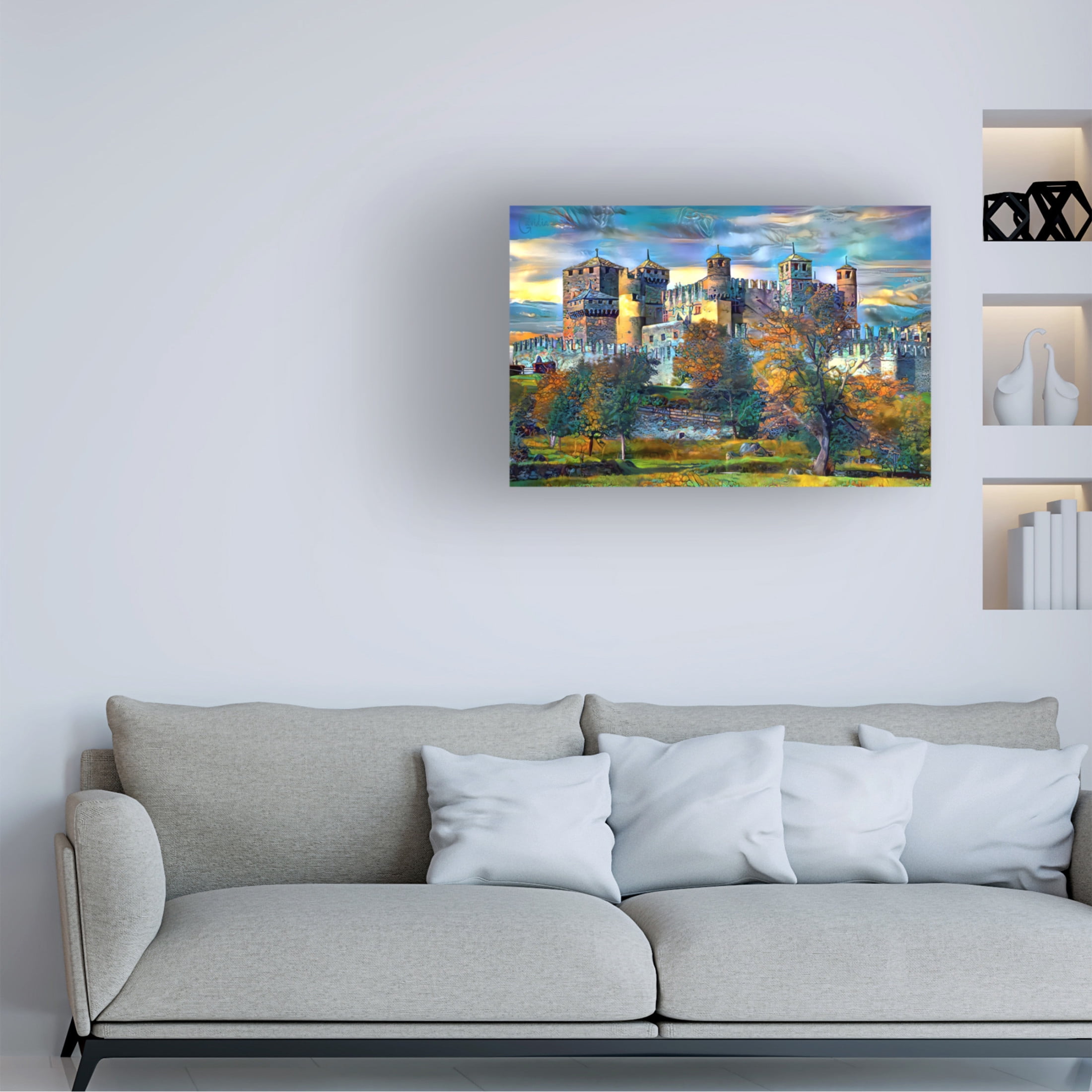 Canvas Wall Art - Pedro Gavidia 'Italy Aosta Valley Fenis Castle' Wall Art for Living Room, Bedroom, or Office Décor by Trademark Fine Art - 19 x 12 Inches