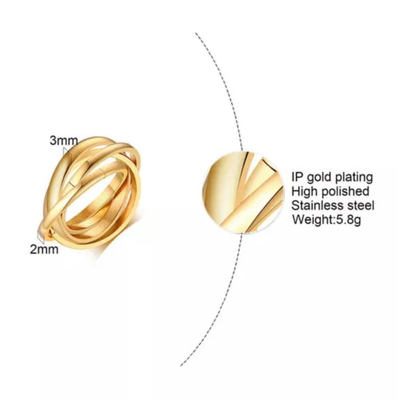 316L Stainless Steel Multi-layer Tone Links Band Silver/Gold Rings Set Size 6-9
