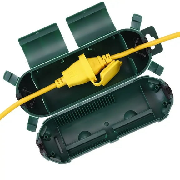 DEXIMRO Outdoor Extension Cord Safety Cover with Waterproof Seal, Weatherproof Electrical Connection Box to Protect Outdoor Outlet, Plug, Socket, Christmas Holiday Decoration Light, Green